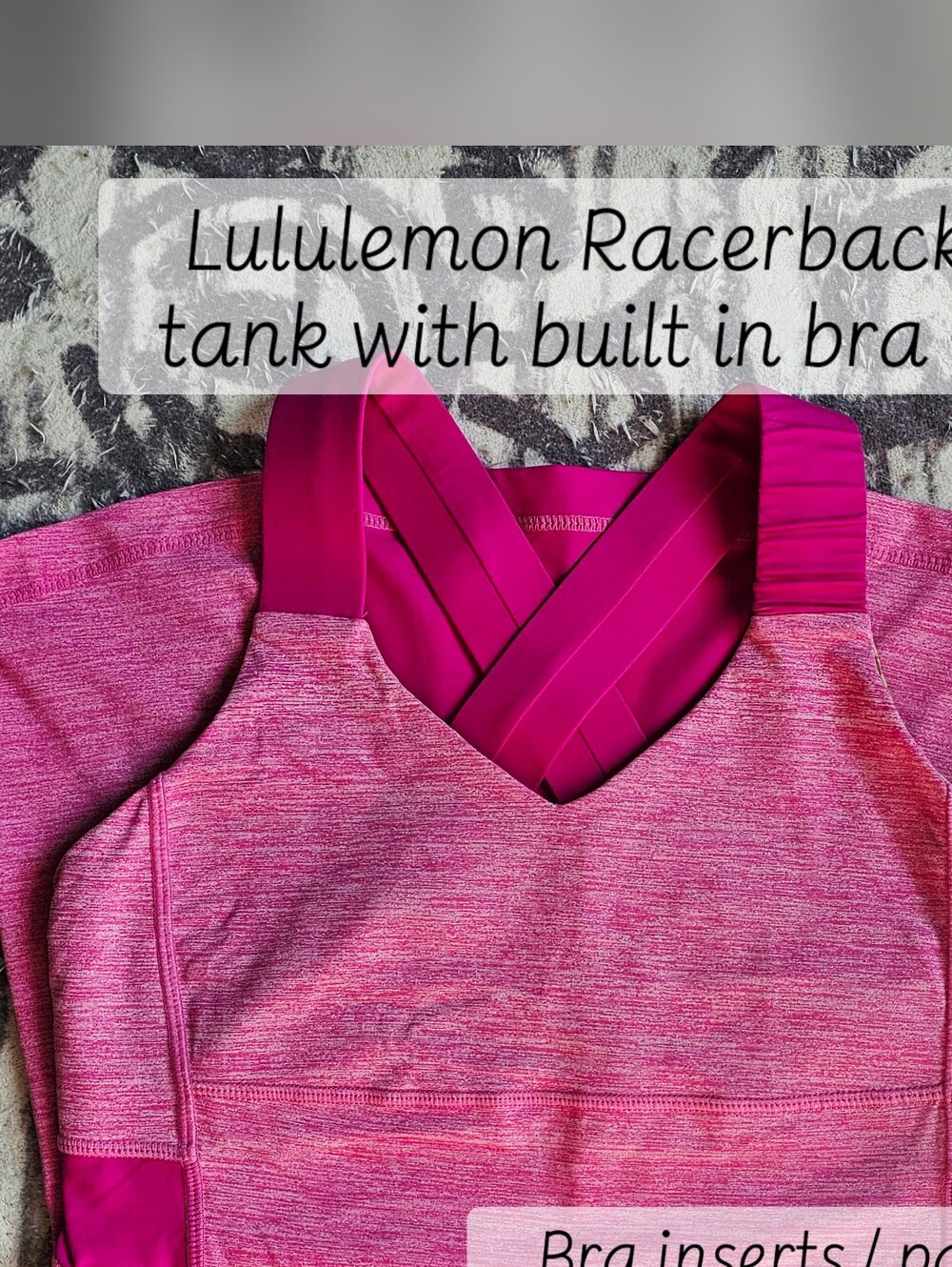 Lululemon athletica Pink Heather Tank with Magenta Straps